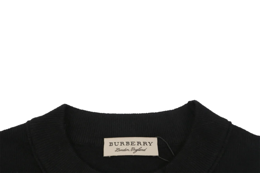 Burberry Check Equestrian Knight Logo Crewneck Sweatshirt Black Collar