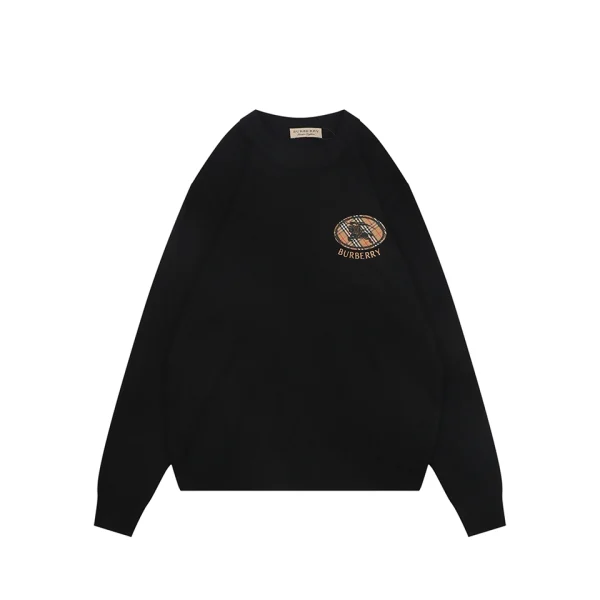 Burberry Check Equestrian Knight Logo Crewneck Sweatshirt Black Front view