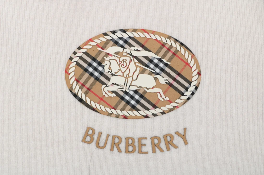 Burberry Check Equestrian Knight Logo Crewneck Sweatshirt Grey Front Print