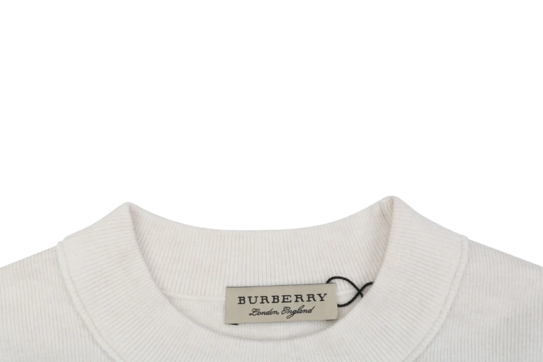 Burberry Check Equestrian Knight Logo Crewneck Sweatshirt Grey Collar