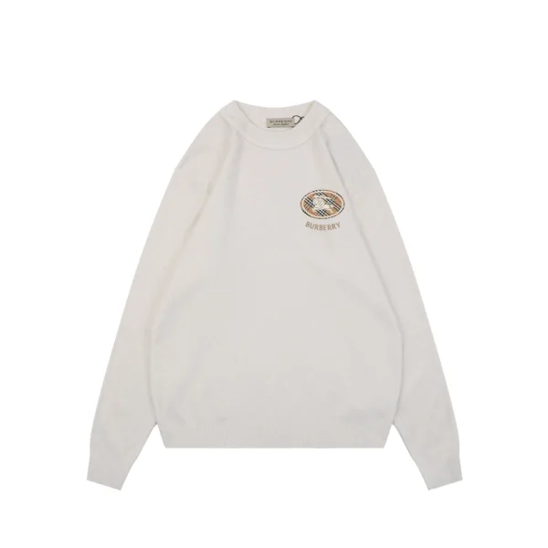 Burberry Check Equestrian Knight Logo Crewneck Sweatshirt Grey Front view