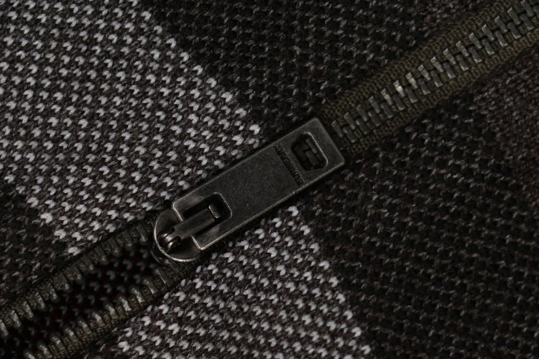 Burberry Check Full-Zip Knit Jacket Black Zipper puller