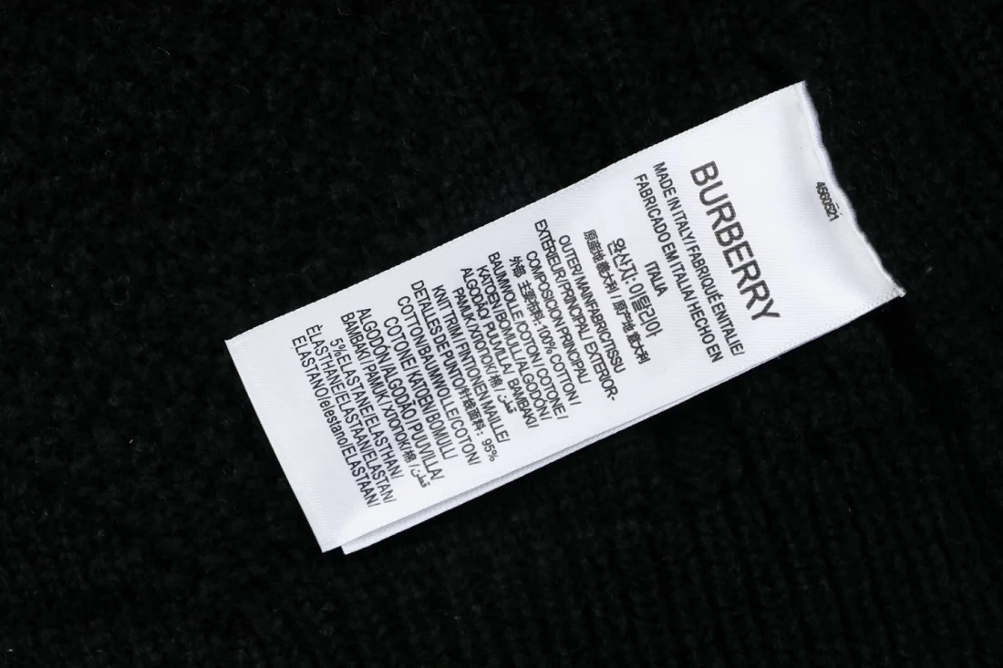Burberry Check Panel Layered Cable-Knit Sweater Wash label