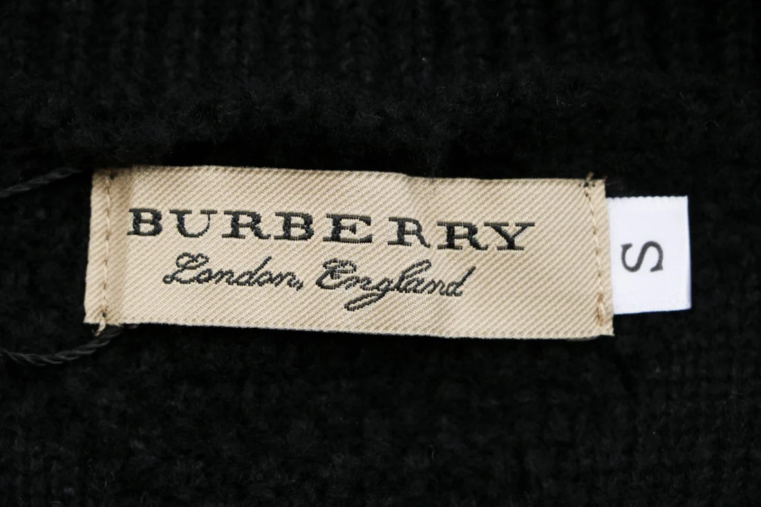 Burberry Check Panel Layered Cable-Knit Sweater Brand label