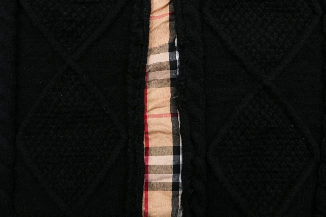 Burberry Check Panel Layered Cable-Knit Sweater