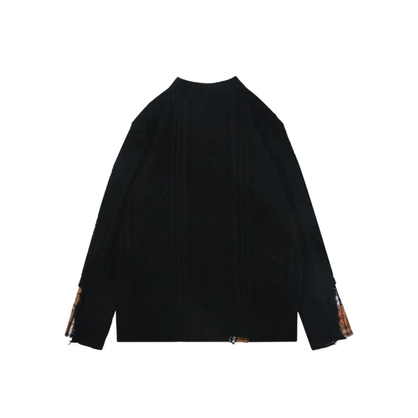 Burberry Check Panel Layered Cable-Knit Sweater Back view