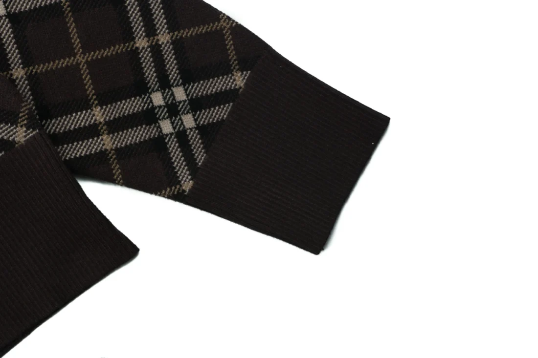 Burberry Check Pattern Crewneck Sweater Cuff
