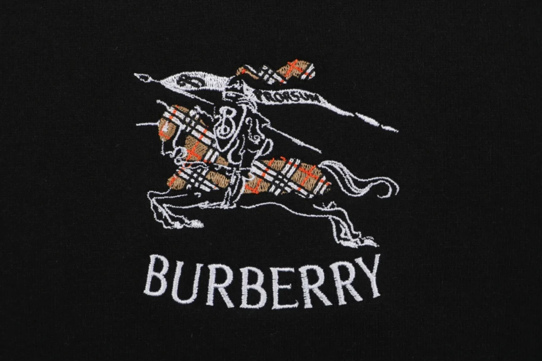 Burberry Equestrian Knight Check Half-Zip Sweatshirt Black Brand