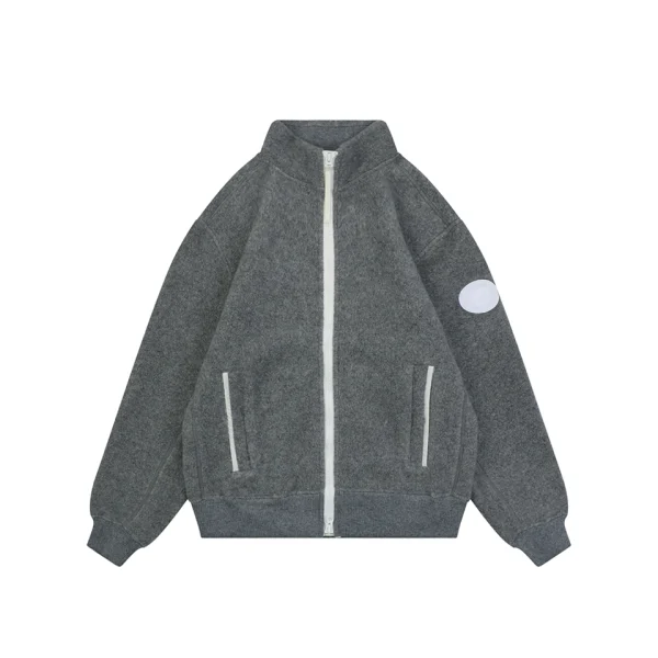 Canada Goose Wool Fleece Stand Collar Zip-Up Jacket Grey Front view