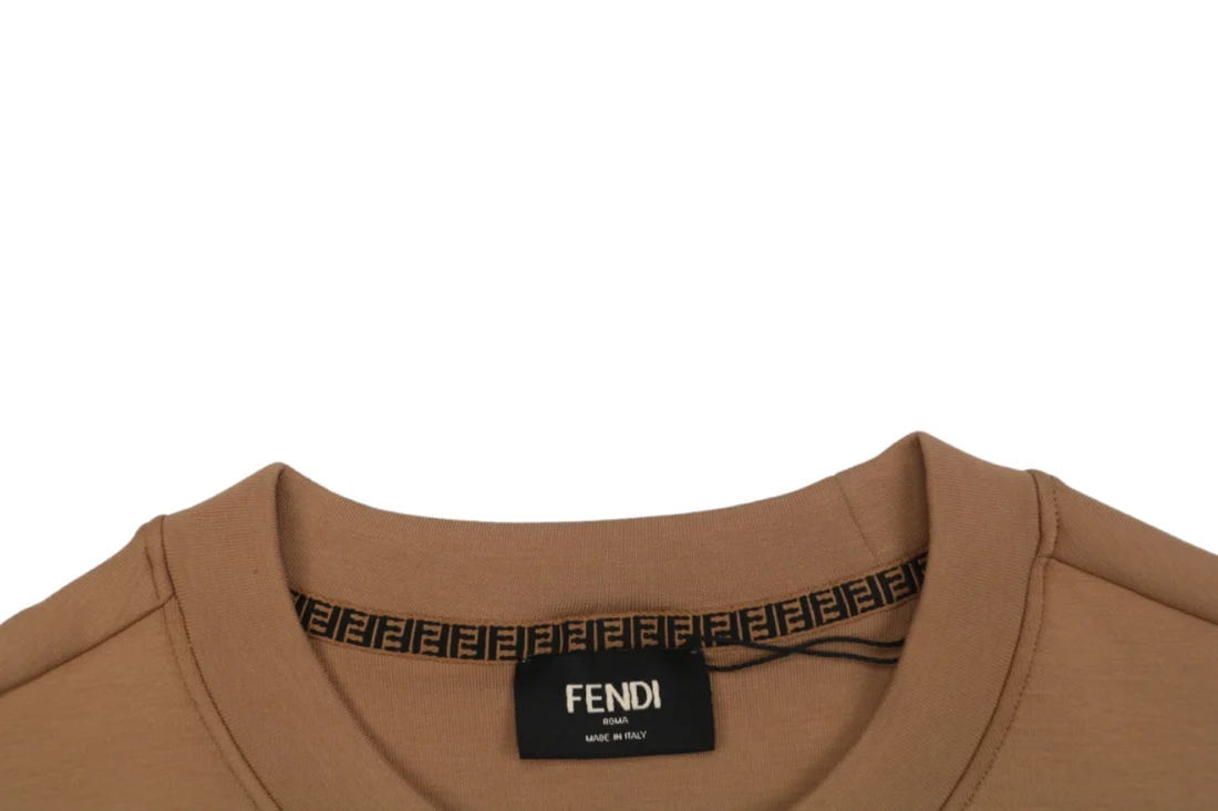 Fendi Monster Eyes Embroidered Crewneck Sweatshirt Brown Collar