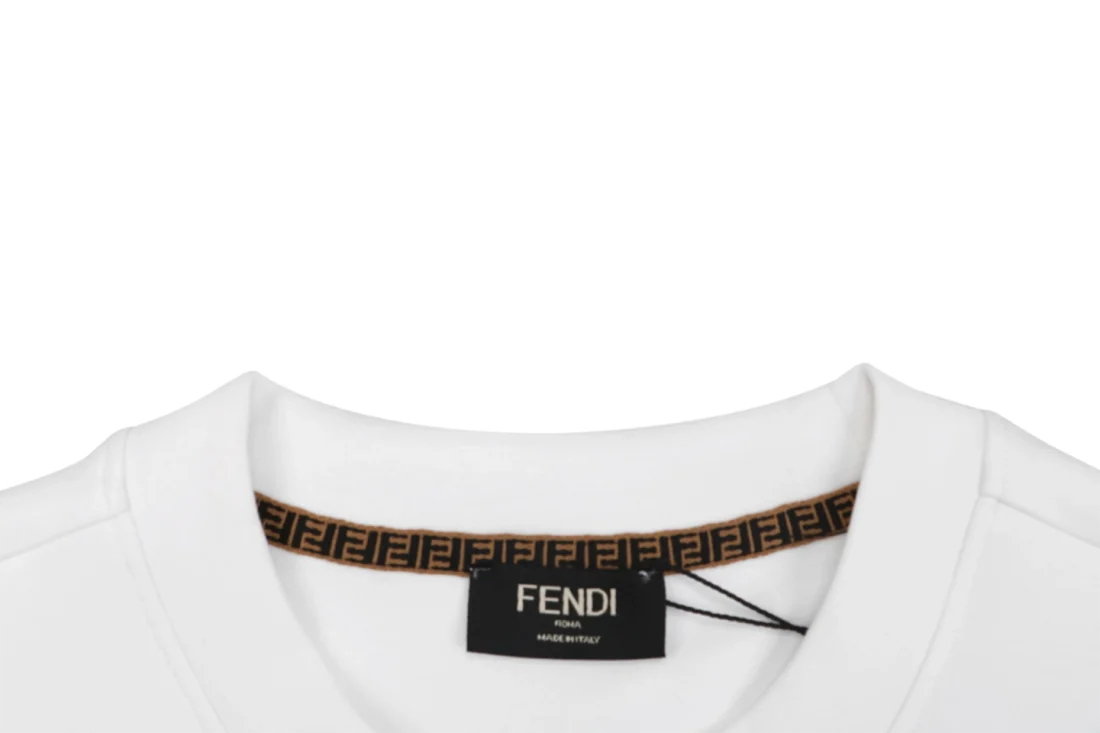 Fendi Monster Eyes Embroidered Crewneck Sweatshirt White Collar