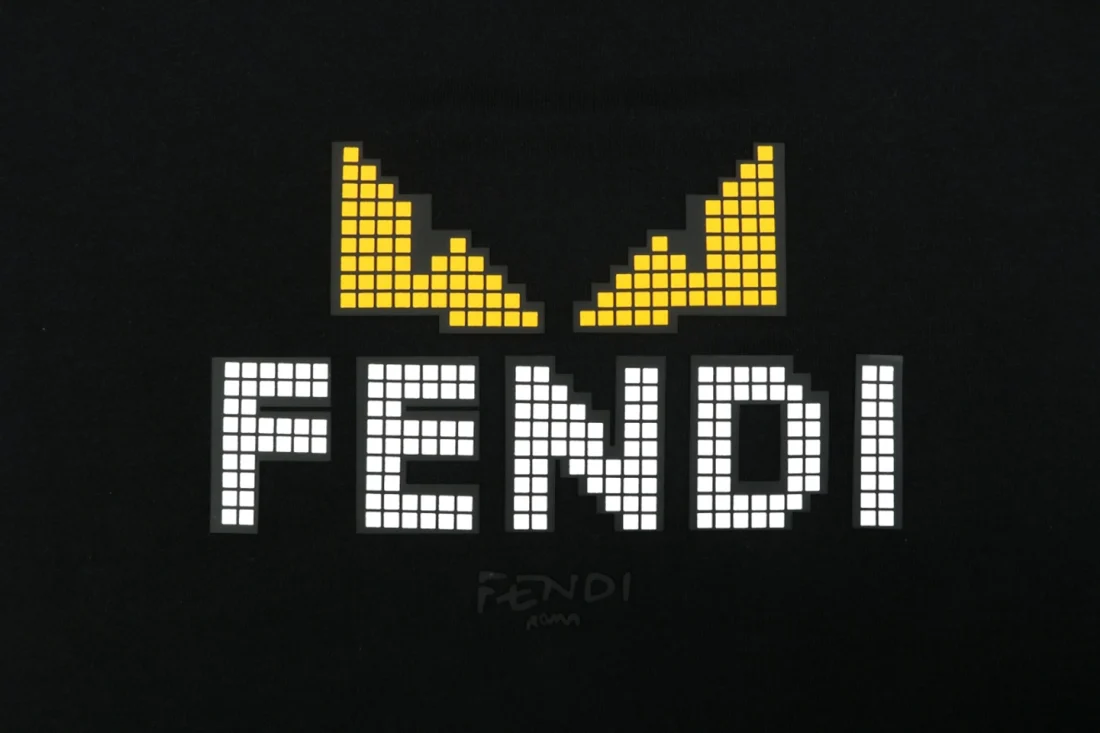 Fendi Monster Eyes Pixel Logo Crewneck Sweatshirt Black Front Print