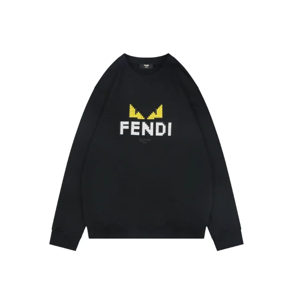Fendi Monster Eyes Pixel Logo Crewneck Sweatshirt Black Front view