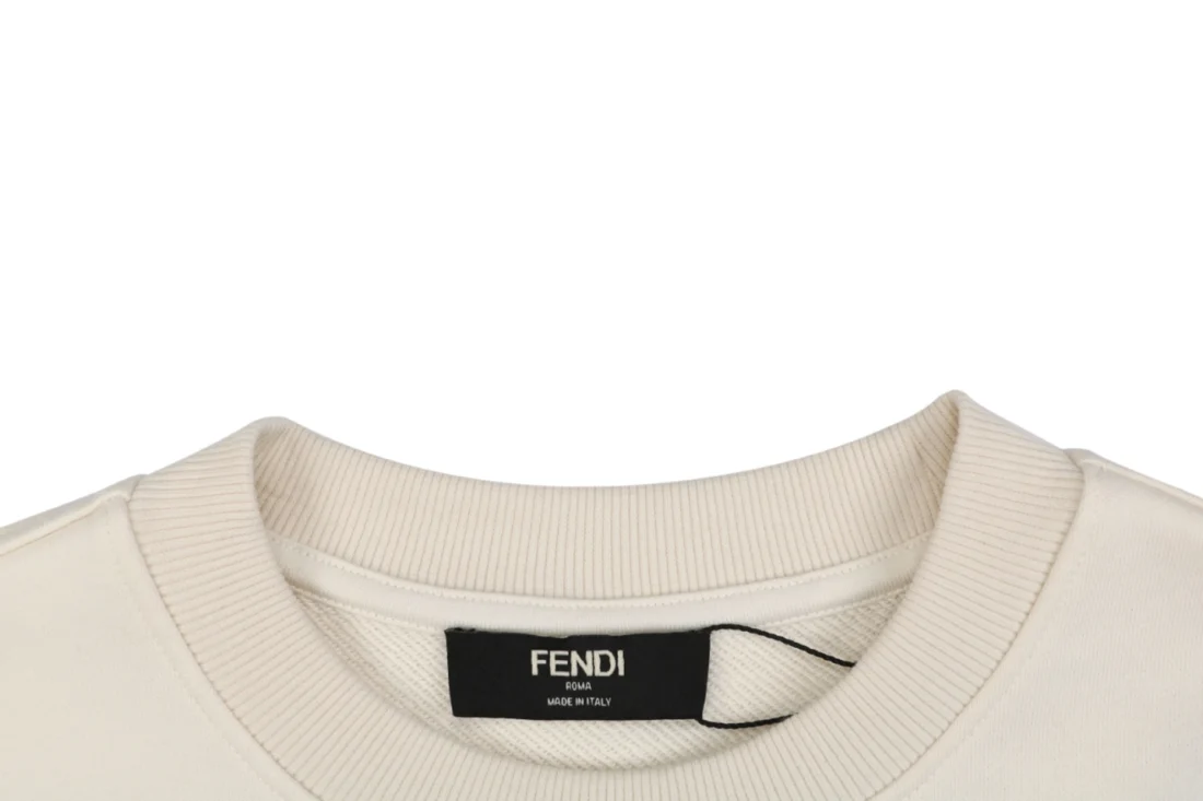 Fendi Monster Eyes Pixel Logo Crewneck Sweatshirt Beige Collar