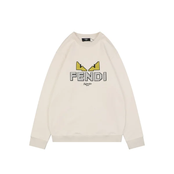 Fendi Monster Eyes Pixel Logo Crewneck Sweatshirt Beige Front view
