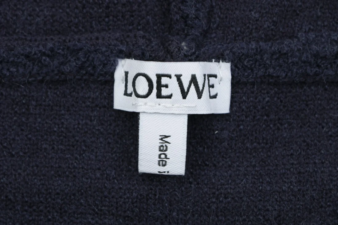 Loewe Anagram Embroidered Wool Blend Zip-Up Hoodie Brand label