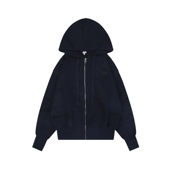 Loewe Anagram Embroidered Wool Blend Zip-Up Hoodie Front view