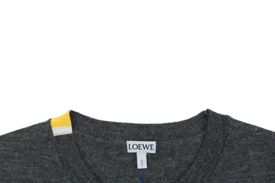Loewe Anagram Logo Colorblock Crewneck Sweater Collar