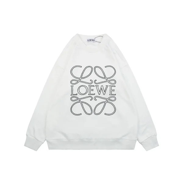 Loewe Anagram Logo Embroidered Oversized Crewneck Sweatshirt White Front view