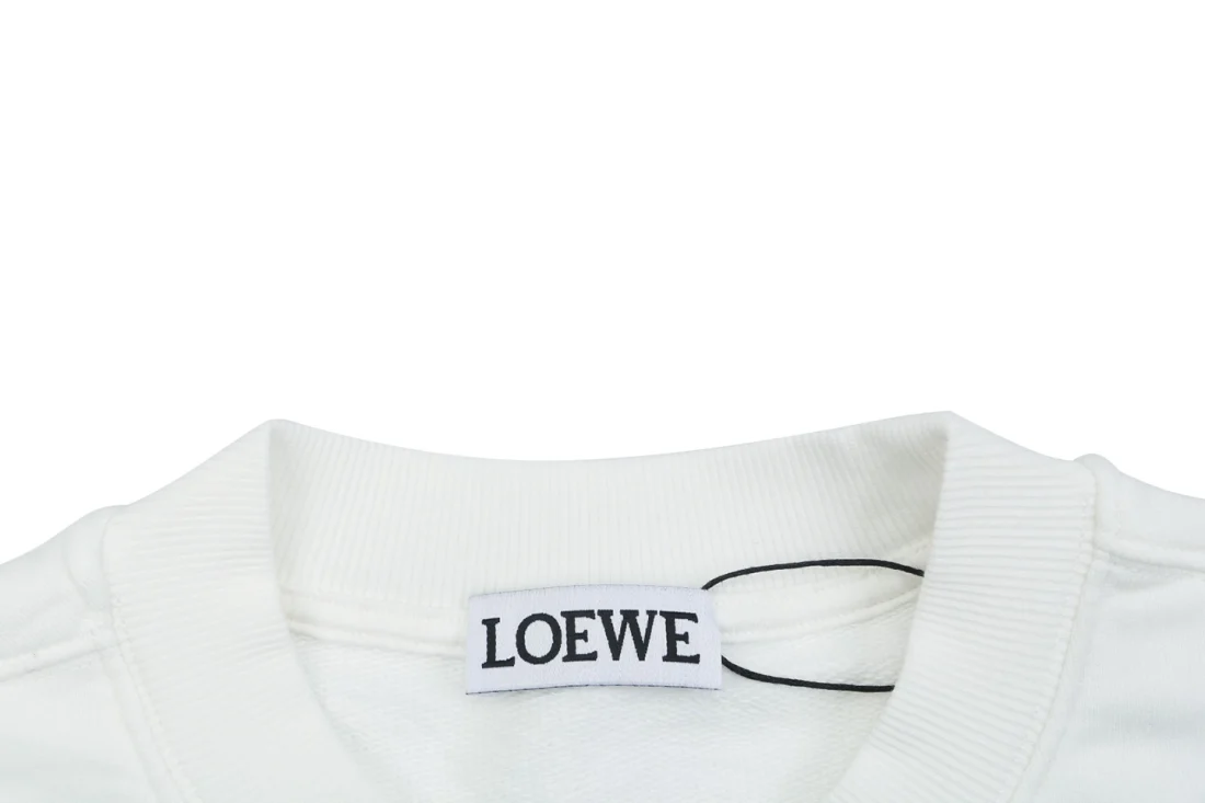 Loewe Anagram Logo Embroidered Oversized Crewneck Sweatshirt (White/Black)
