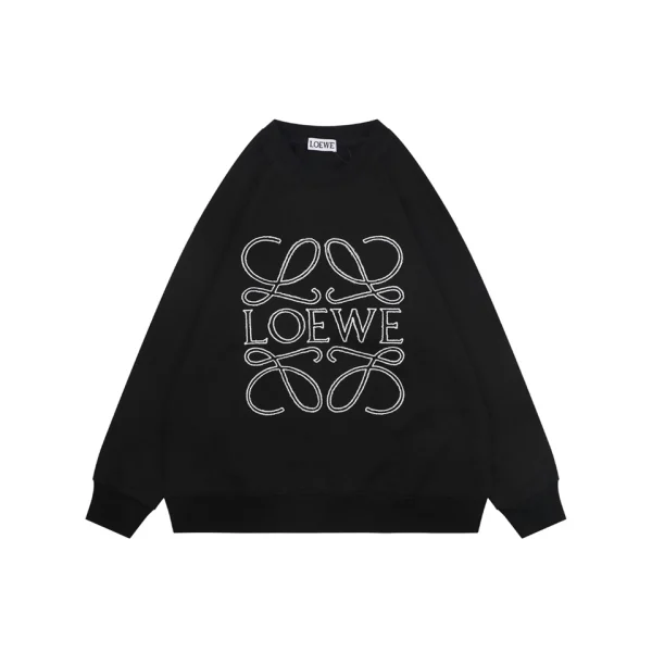 Loewe Anagram Logo Embroidered Oversized Crewneck Sweatshirt Black Front view