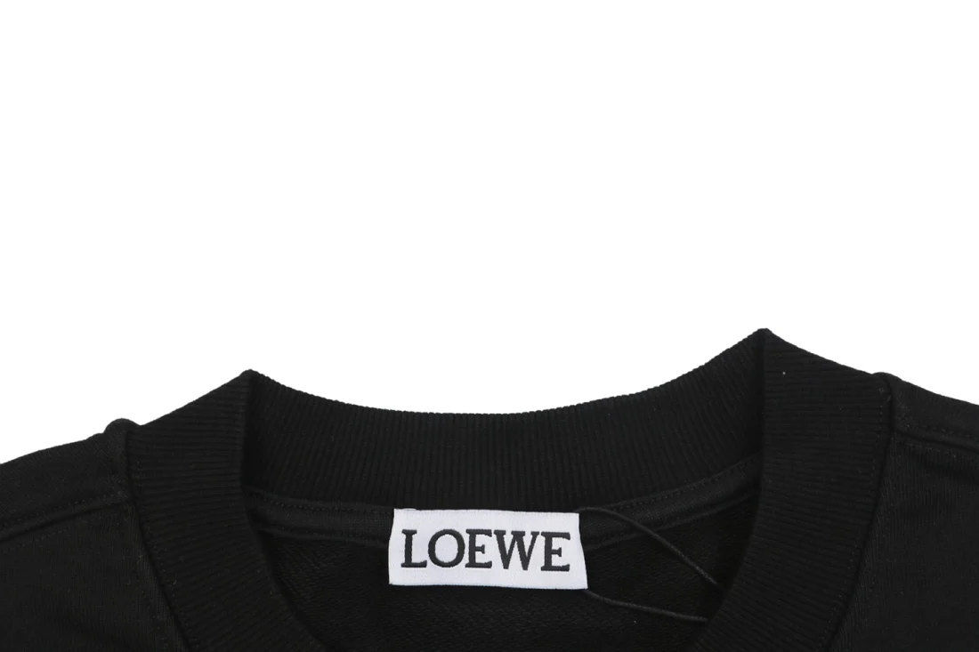 Loewe Anagram Logo Embroidered Oversized Crewneck Sweatshirt Black Collar