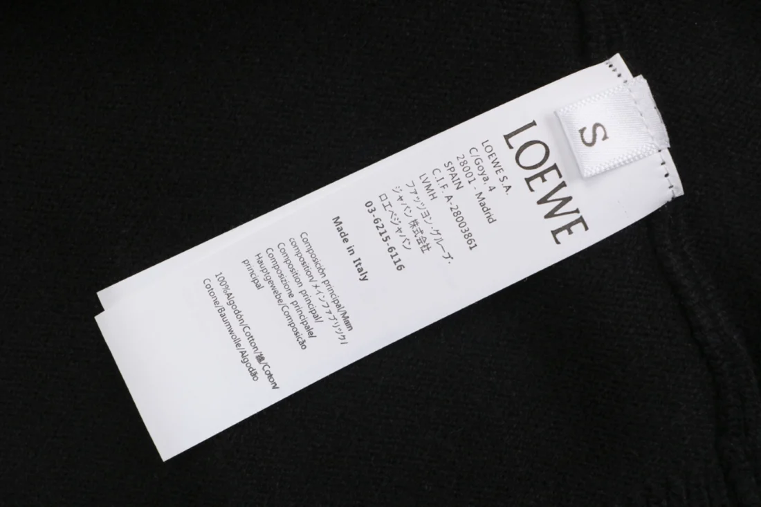 Loewe Anagram Logo Patch Pocket Crewneck Sweater Black Wash label