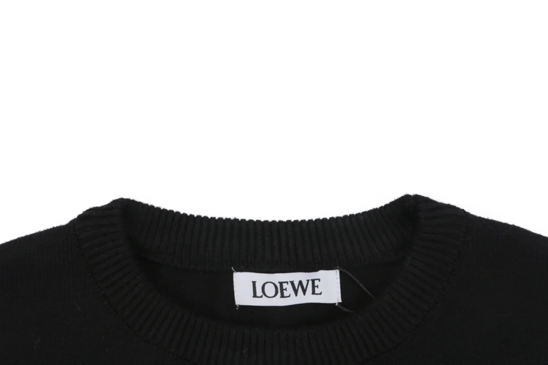 Loewe Anagram Logo Patch Pocket Crewneck Sweater Black Collar