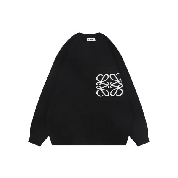 Loewe Anagram Logo Patch Pocket Crewneck Sweater Black Back view