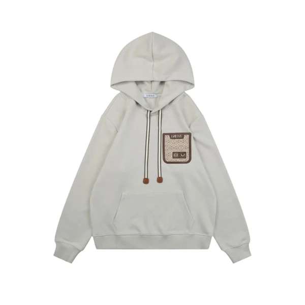 Loewe Anagram Patch Pocket Hoodie Grey Front view