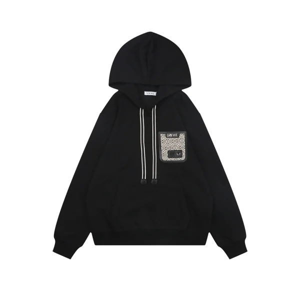 Loewe Anagram Patch Pocket Hoodie Black Front view