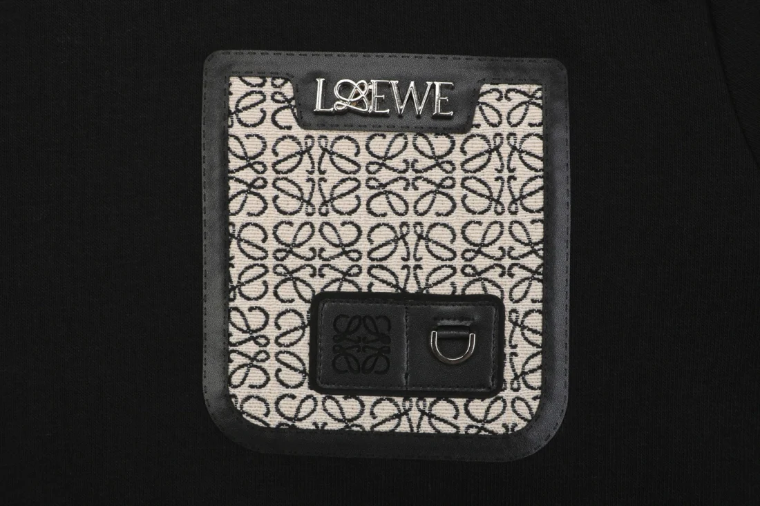 Loewe Anagram Patch Pocket Hoodie Black Pocket