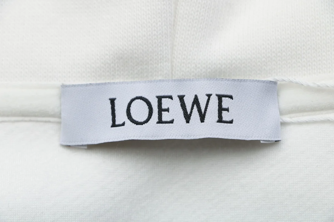Loewe Embroidered Script Logo Oversized Hoodie White Brand label