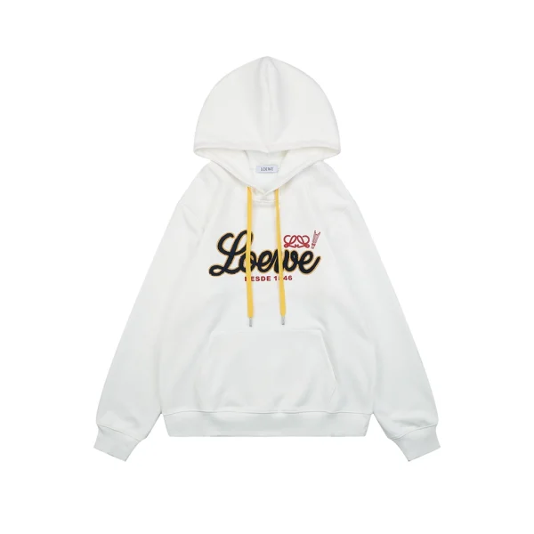 Loewe Embroidered Script Logo Oversized Hoodie White Front view