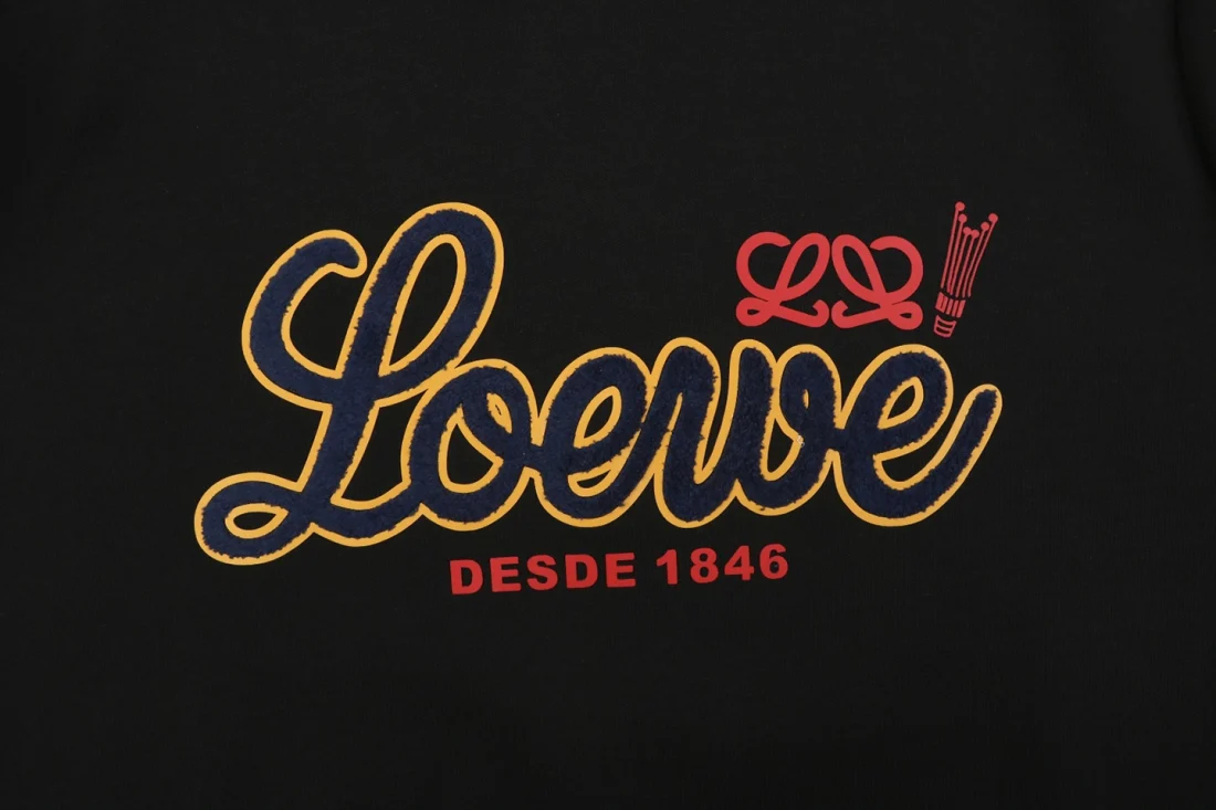 Loewe Embroidered Script Logo Oversized Hoodie Black Front Print