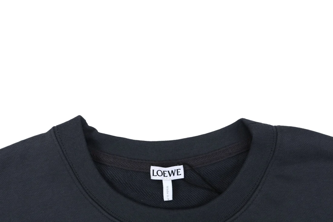 Loewe Tonal Anagram Embroidered Crewneck Sweatshirt Navy Collar