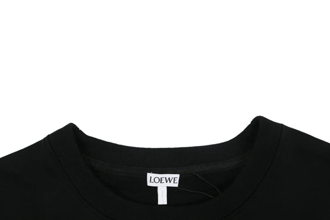Loewe Tonal Anagram Embroidered Crewneck Sweatshirt Black Collar