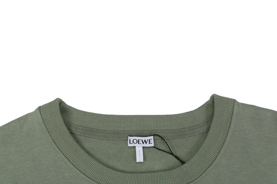 Loewe Tonal Anagram Embroidered Crewneck Sweatshirt Green Collar