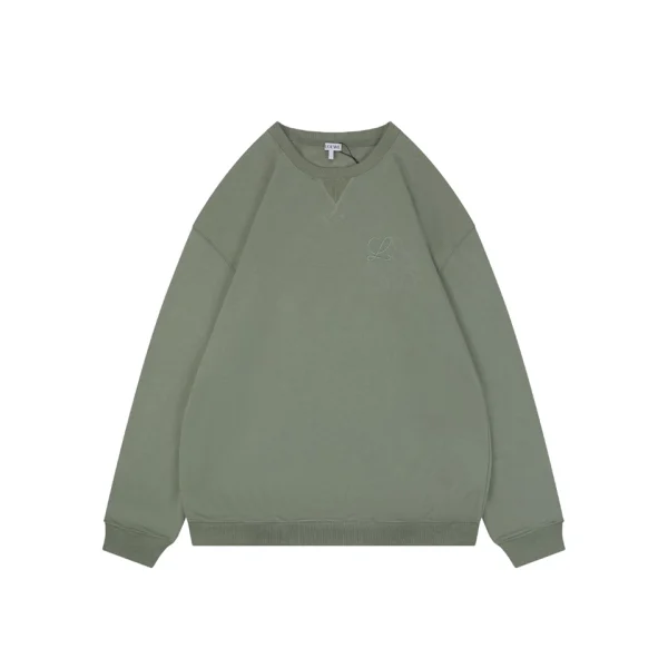 Loewe Tonal Anagram Embroidered Crewneck Sweatshirt Green Front view
