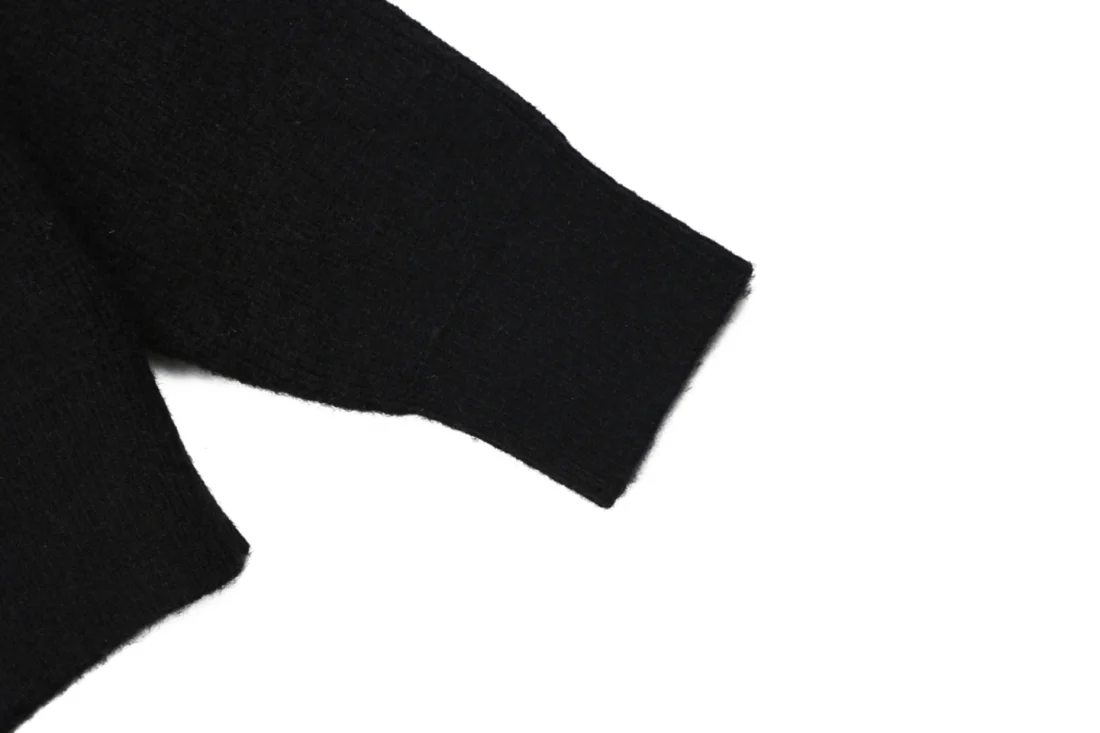 Miu Miu Double Logo Patch Full-Zip Knit Hoodie Black Cuff