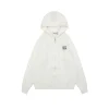 MiuM Double Logo Patch Full-Zip Knit Hoodie (White/Black)