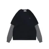 Miu Miu Layered Striped Sleeve Logo Wool Cashmere Crewneck Sweater