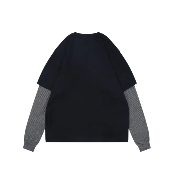 Miu Miu Layered Striped Sleeve Logo Wool Cashmere Crewneck Sweater Back view