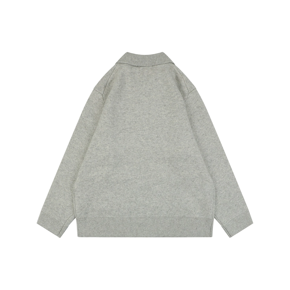 MiuM Logo Wool Zip-Up Knit ‘Oatmeal Grey’ Jacket