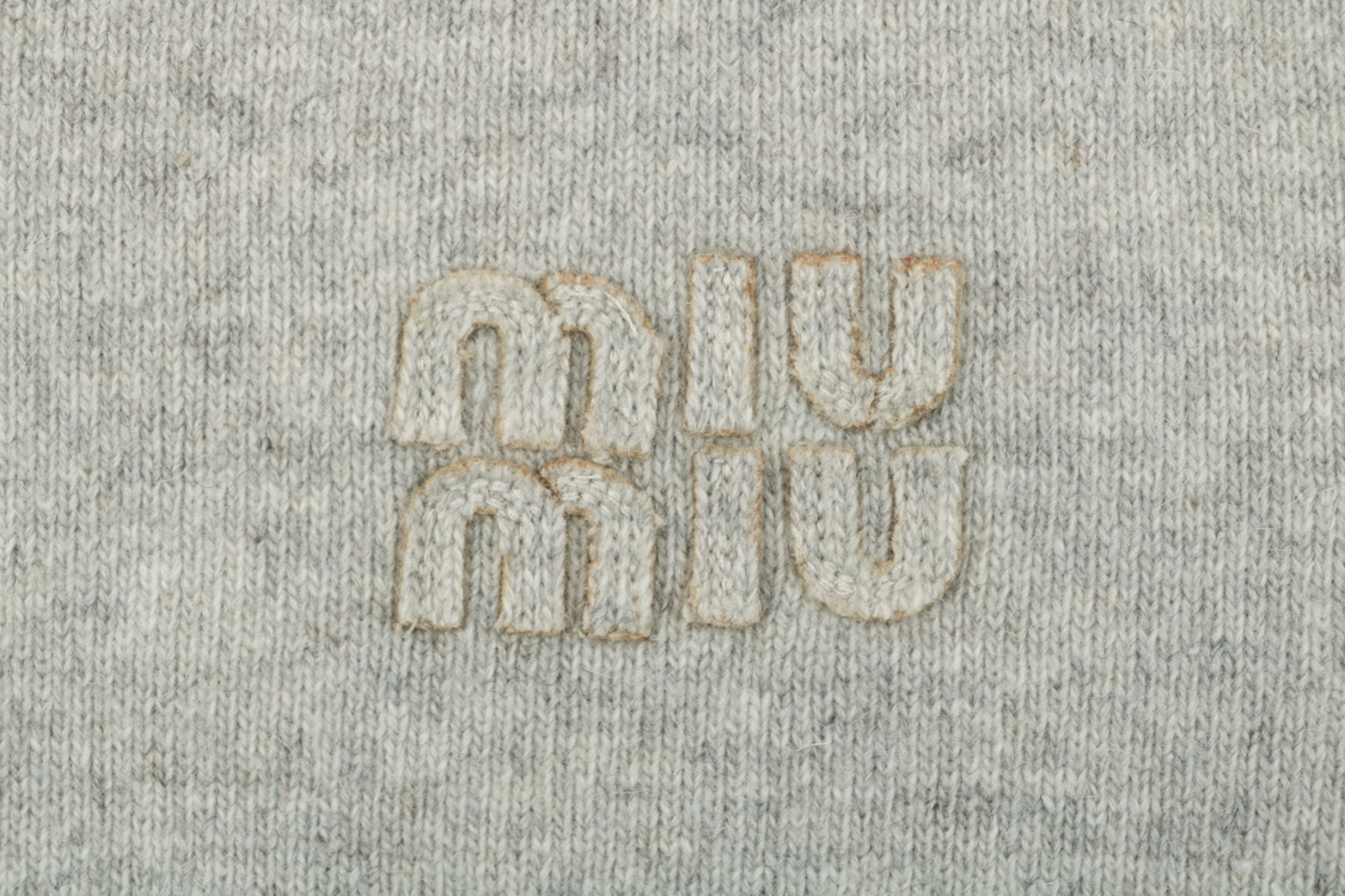MiuM Logo Wool Zip-Up Knit ‘Oatmeal Grey’ Jacket