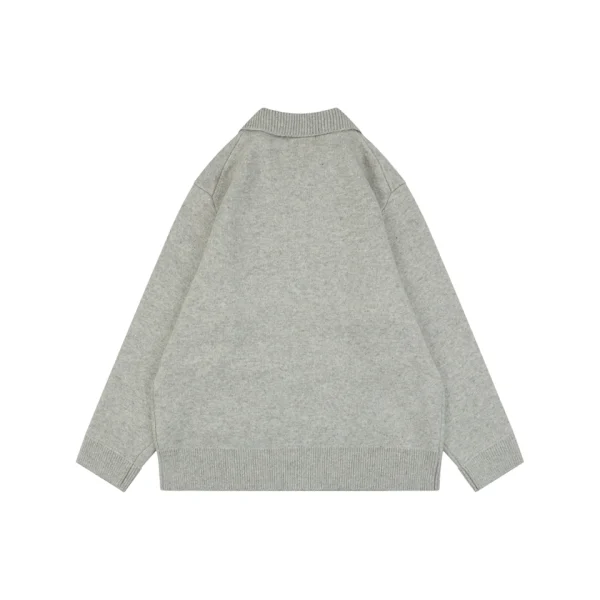 Miu Miu Logo Wool Zip-Up Knit ‘Oatmeal Grey’ Jacket Back view
