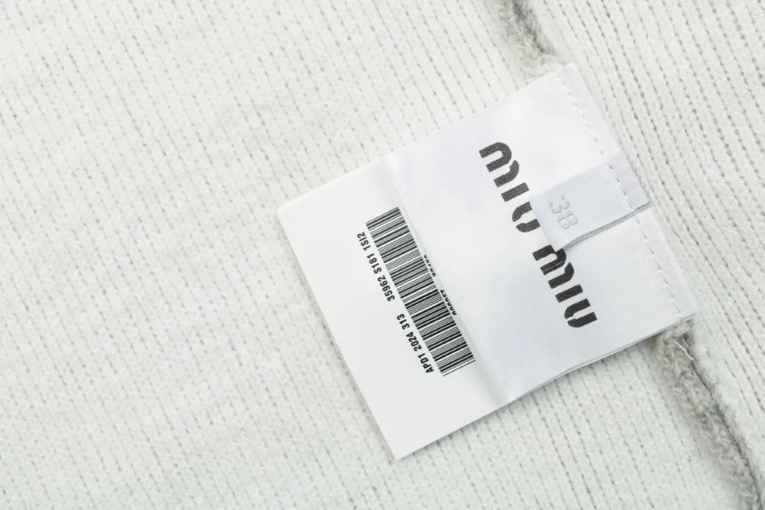 Miu Miu Logo Wool Zip-Up Knit ‘Oatmeal Grey’ Jacket Wash label