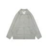 MiuM Logo Wool Zip-Up Knit ‘Oatmeal Grey’ Jacket