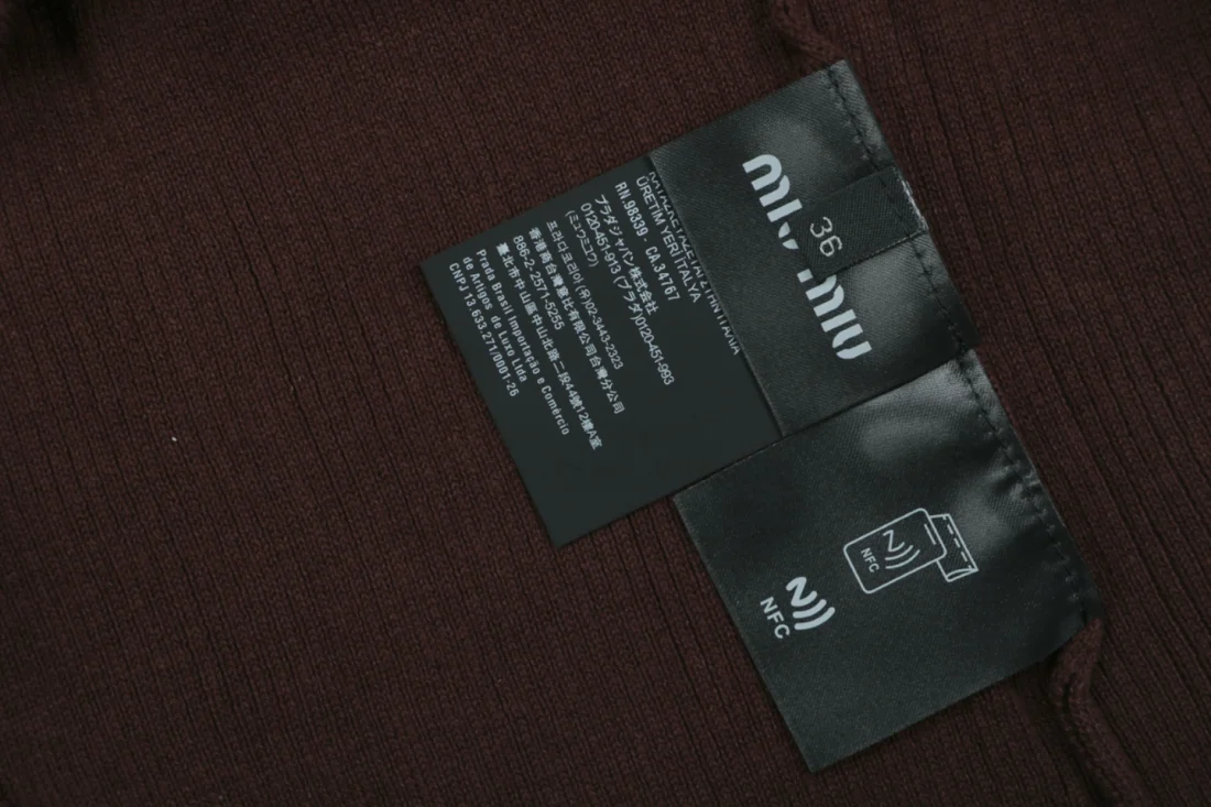 Miu Miu Ribbed Knit Logo Polo Sweater Wash label