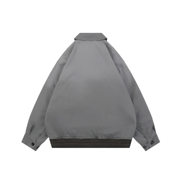 Miu Miu Washed Grey Embroidered Logo Zip-Up Jacket Back view